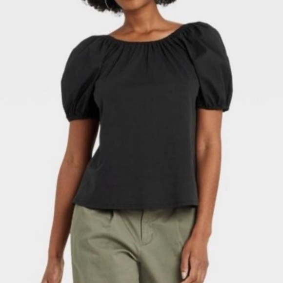 a new day Tops - Black Puff Sleeve Blouse Size X-Large